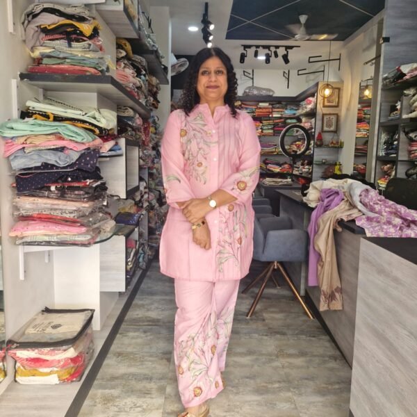 Pink Muslin Cotton Print Co-ord Set