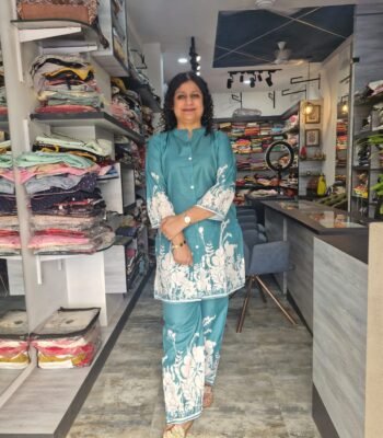 Blue Muslin Cotton Print Co-ord Set