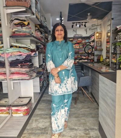 Blue Muslin Cotton Print Co-ord Set