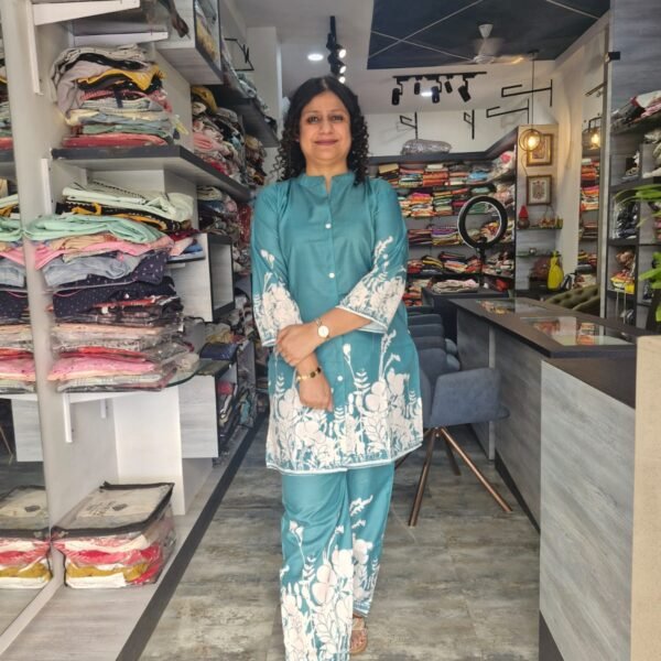 Blue Muslin Cotton Print Co-ord Set